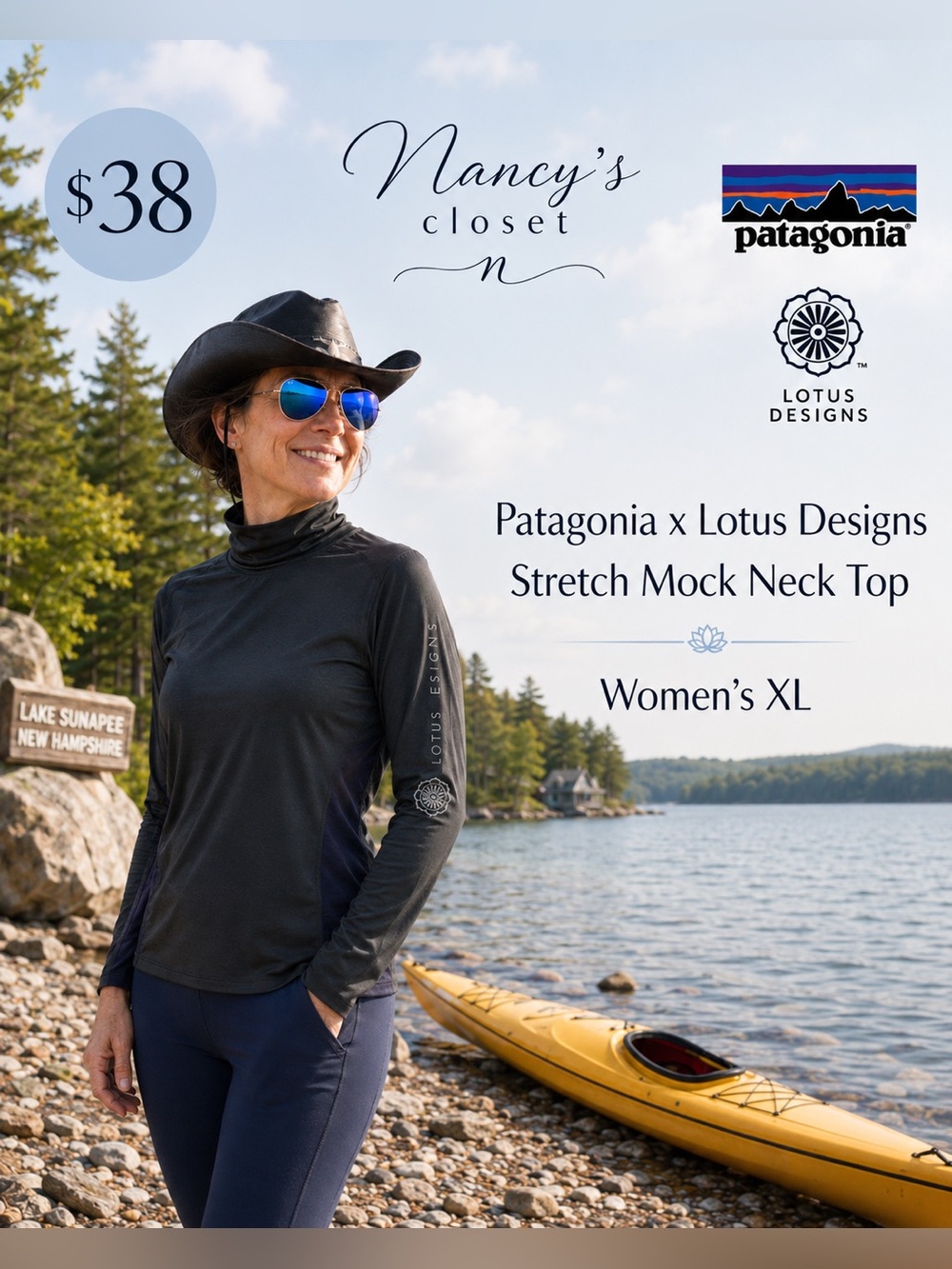 Vintage Patagonia x Lotus Designs Women’s Large Long Sleeve tech Mock Neck